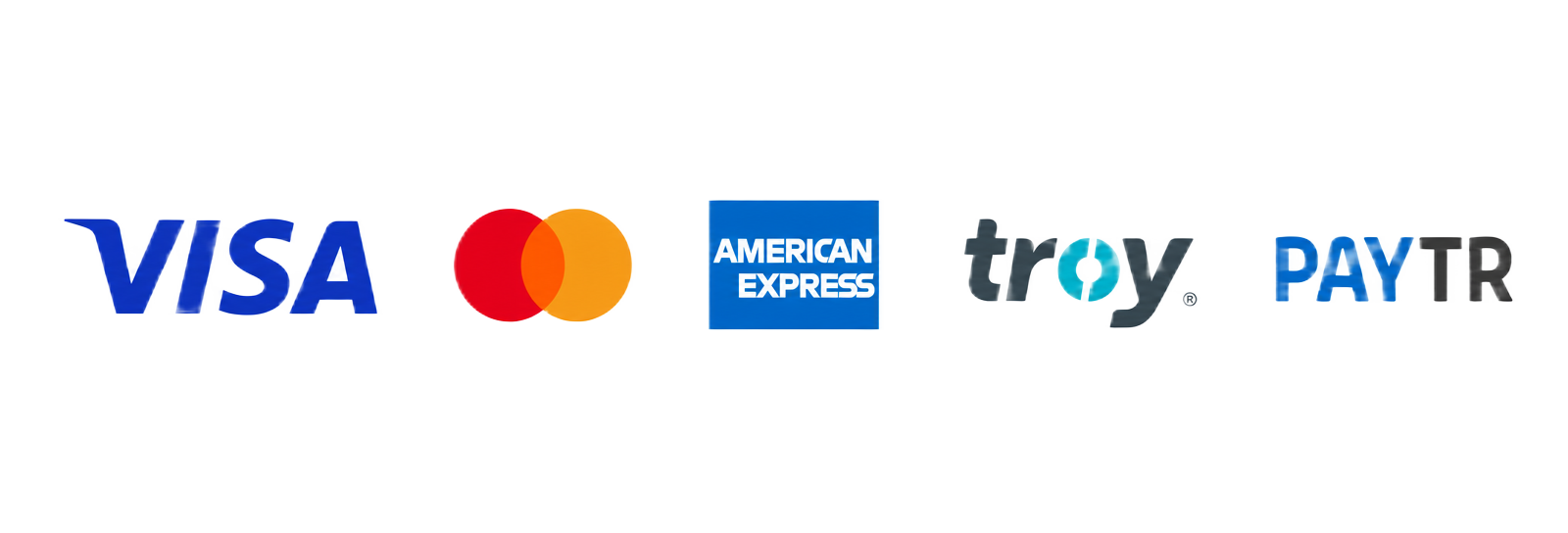 Visa, Mastercard, American Express, Troy ve PayTR ile güvenli ödeme